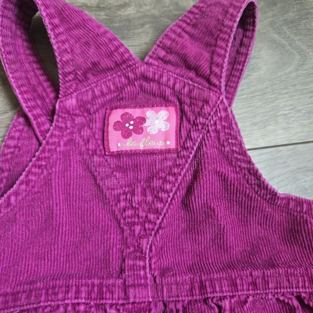 Vintage Carter's 9-12M Muted Magenta Corduroy Overalls Daisy Flower Embossed Y2K
